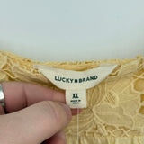 women Lucky Brand NWT Lace Trim Butter Yellow Knit Top XL