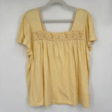 women Lucky Brand NWT Lace Trim Butter Yellow Knit Top XL