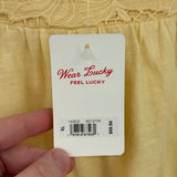 women Lucky Brand NWT Lace Trim Butter Yellow Knit Top XL