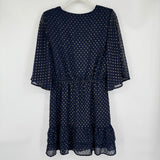 women Jack by BB Dakota Gold Swiss Dot Midnight Blue Dress M