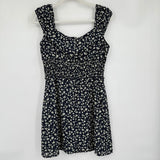 women Altar'd State Patterned Smocked Waist Navy Blue Dress M