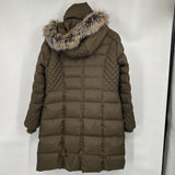 women London Fog Mid-Length Puffer w/Fur Trim Olive Coat L
