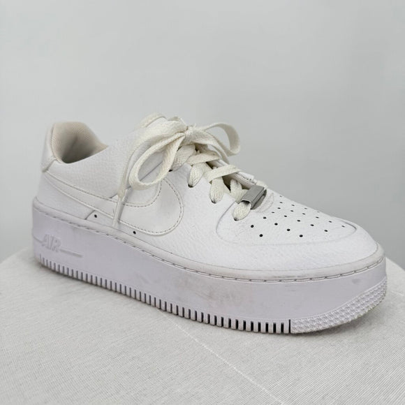 women Nike Platform Air Force Ones White Shoes 7.5