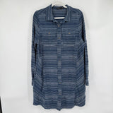 women Prana Dyri Shirt Dress Blue White Dress XL