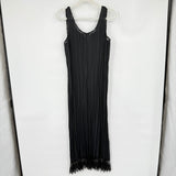 women Cher Jacque Crochet Lace Trim Crinkle Slip Black Vintage OS