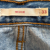 women Levi's Premium Distressed Wedgie Straight Blue Jeans 33