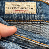 women Levi's Premium Distressed Wedgie Straight Blue Jeans 33