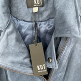women Kut NWT Eveline Vegan Suede Moto Jacket Dusty Blue Jacket XL