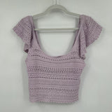 women Sincerely Jules Cropped Crochet Lavender Knit Top S