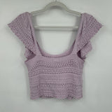 women Sincerely Jules Cropped Crochet Lavender Knit Top S