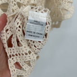 women Rebellion Again Crochet Lace Crop Top Cream Knit Top L