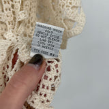 women Rebellion Again Crochet Lace Crop Top Cream Knit Top L