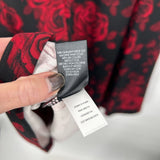 women Torrid NWT Rose Print Scuba Skate Black Red Dress 1/1X