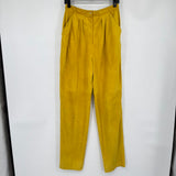 women Dance Centre Suede Straight Leg Pants Mustard Yellow Vintage 6