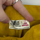 women Dance Centre Suede Straight Leg Pants Mustard Yellow Vintage 6