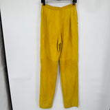 women Dance Centre Suede Straight Leg Pants Mustard Yellow Vintage 6