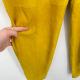 women Dance Centre Suede Straight Leg Pants Mustard Yellow Vintage 6