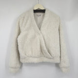 women Moon River V-neck Wrap Top White Sweater M