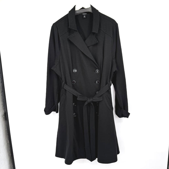women Torrid Double Breasted Trench Black Coat 3/3X