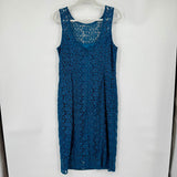 women White House Black Market Sleeveless Lace Sheath Teal Dress 14