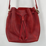 women Portland Leather Goods Small Bucket Bag Chili Red Purse