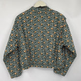 women Universal Thread Floral Quilted Green Whtie Yellow Jacket M