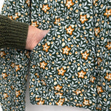 women Universal Thread Floral Quilted Green Whtie Yellow Jacket M