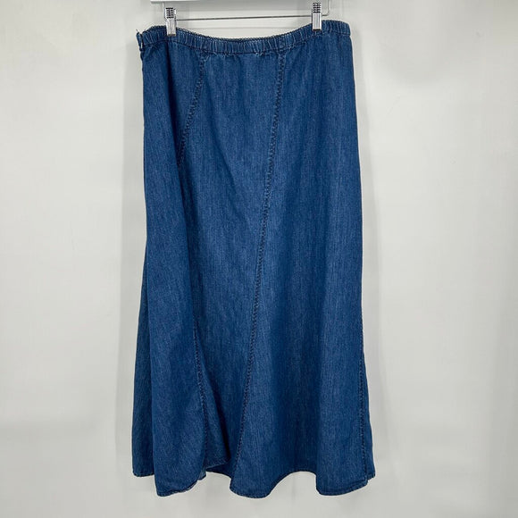 women J. Jill Denim Maxi Blue Skirt L