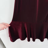 women Rebecca Jones Velvet Flounce Hem Maxi Burgundy Skirt 2X