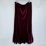 women Rebecca Jones Velvet Flounce Hem Maxi Burgundy Skirt 2X