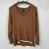 women Bobeau Viscose Blend V-Neck Camel Brown Sweater S