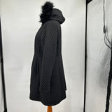 women Ivanka Trump Diamond Quilted Princess Black Coat L