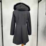 women Ivanka Trump Diamond Quilted Princess Black Coat L