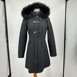 women Ivanka Trump Diamond Quilted Princess Black Coat L