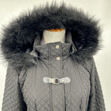 women Ivanka Trump Diamond Quilted Princess Black Coat L