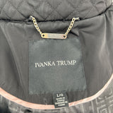 women Ivanka Trump Diamond Quilted Princess Black Coat L