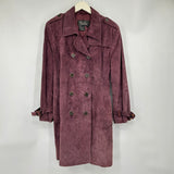 women Terry Lewis Suede Leather Trench Purple Coat L