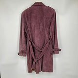 women Terry Lewis Suede Leather Trench Purple Coat L