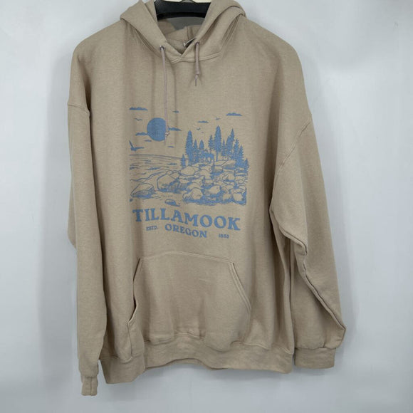 women Jerzees Tillamook Hoodie Tan Light Blue Sweatshirt XL