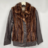 women Al Thompson Vintage Leather and Fur Chocolate Brown Jacket 6