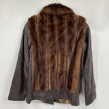 women Al Thompson Vintage Leather and Fur Chocolate Brown Jacket 6
