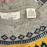 women Weatherproof NWT Fair Isle Crewneck Oatmeal Yellow Sweater XL