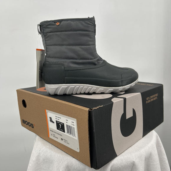 women Bogs NWT Casual Winter Zip Boots Black Gray Shoes 7