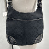 women Coach NWT Canvas Monogram Hippie Shoulder Bag Black Purse 11" x 10.25" x 1.5"