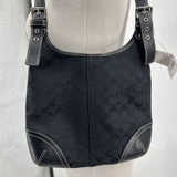 women Coach NWT Canvas Monogram Hippie Shoulder Bag Black Purse 11" x 10.25" x 1.5"