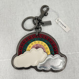 unisex Coach NWT Rainbow Studded Keychain Bronze White Multi Purse