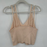 women Sleeveless Ribbed Crop Tan Knit Top XL