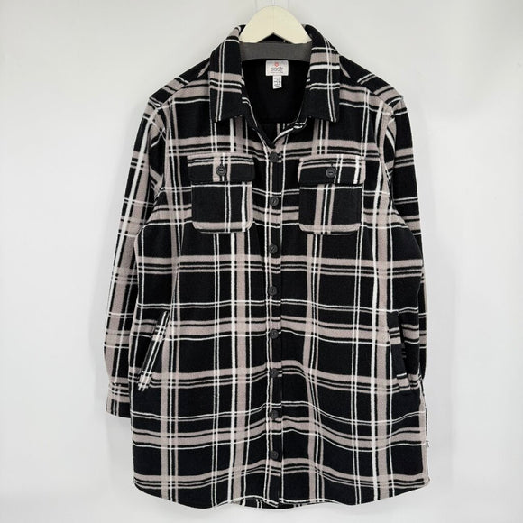 women Sisstr Plaid Shirt Jacket Black Tan White Jacket XS