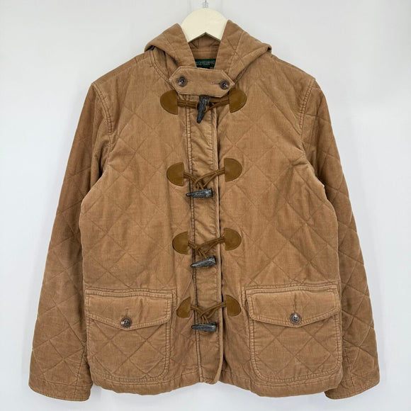 women Lauren Ralph Lauren Vintage Corduroy Quilted Toggle Tan Khaki Jacket L