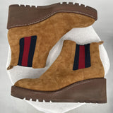 women Cecelia Gemma Suede Wedge Boots Honey Shoes 8